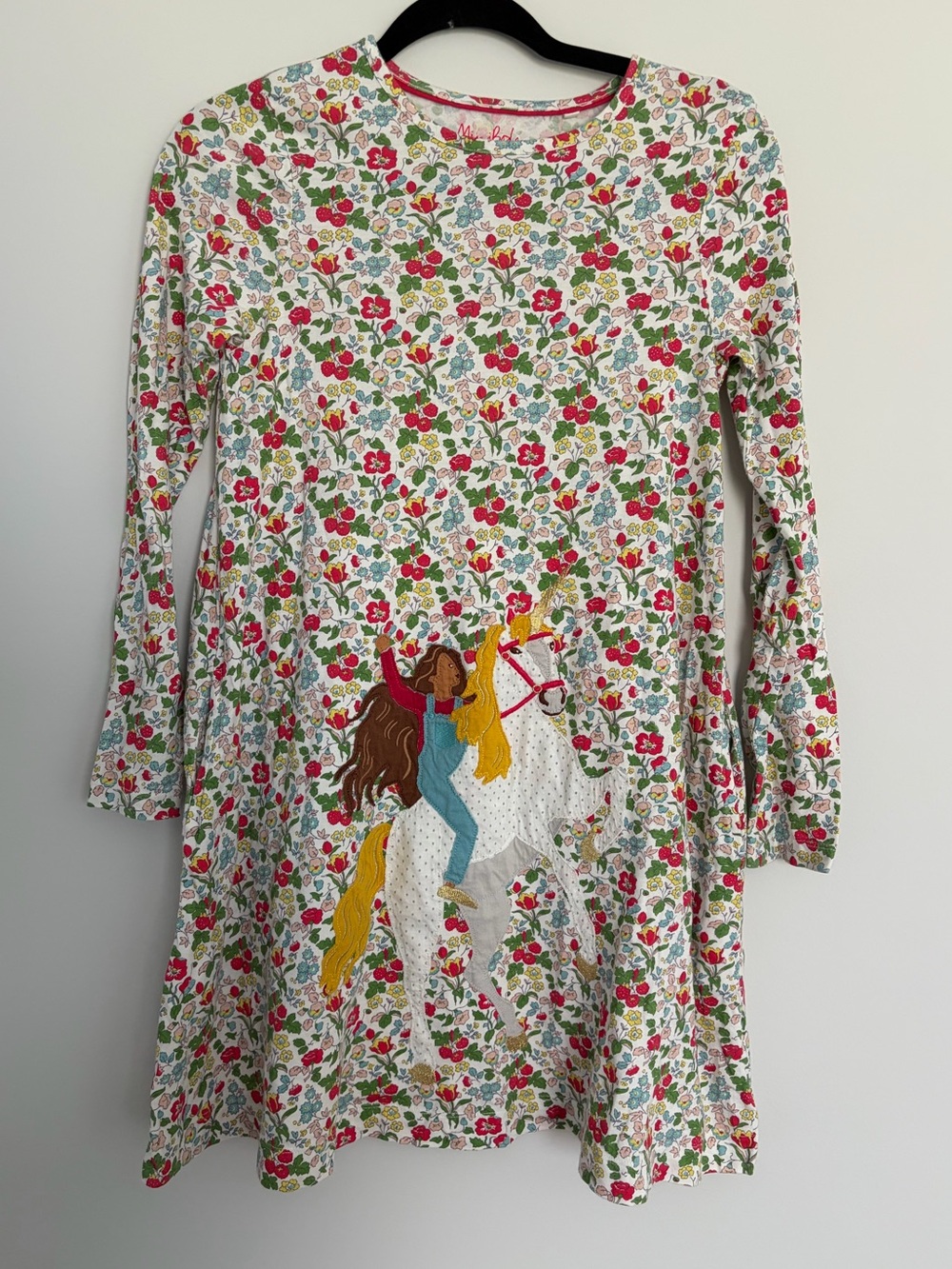 Mini Boden Unicorn Applique Floral Cottagecore Dress Kids 11-12 Years